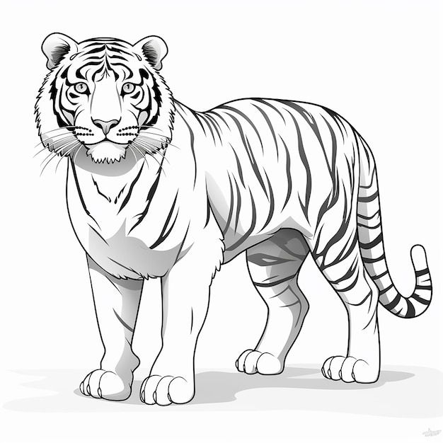 Una tigre bianca in piedi su uno sfondo neutro.