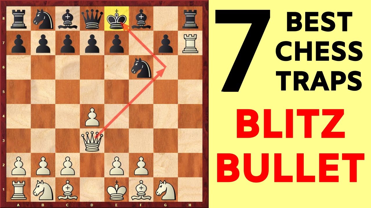 Immagine di una scacchiera con mosse strategiche per il gioco lampo, evidenziando le migliori trappole scacchistiche.