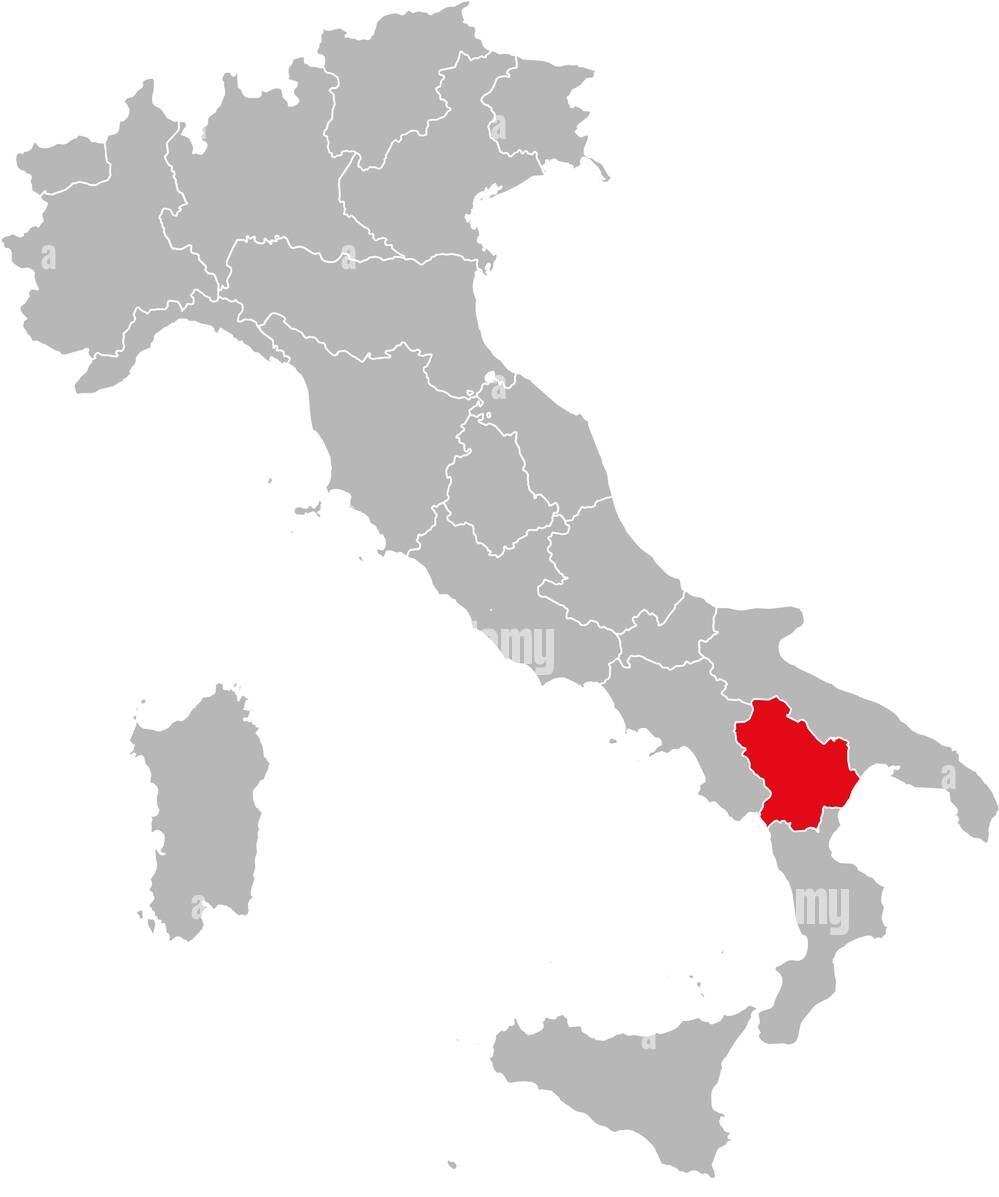 Map of Italy highlighting a region in red.
