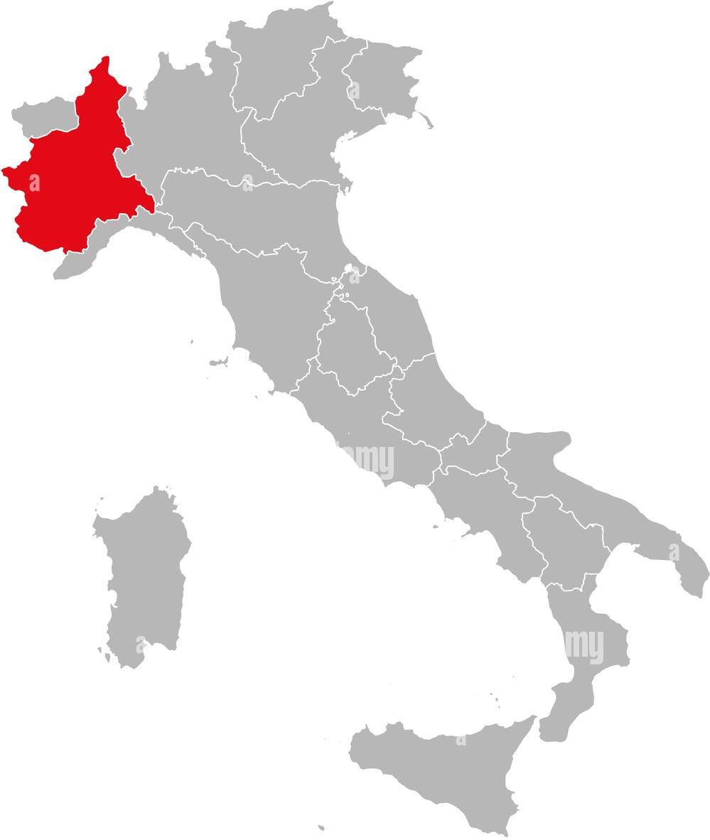Map of Italy highlighting the region of Liguria in red on a gray background.