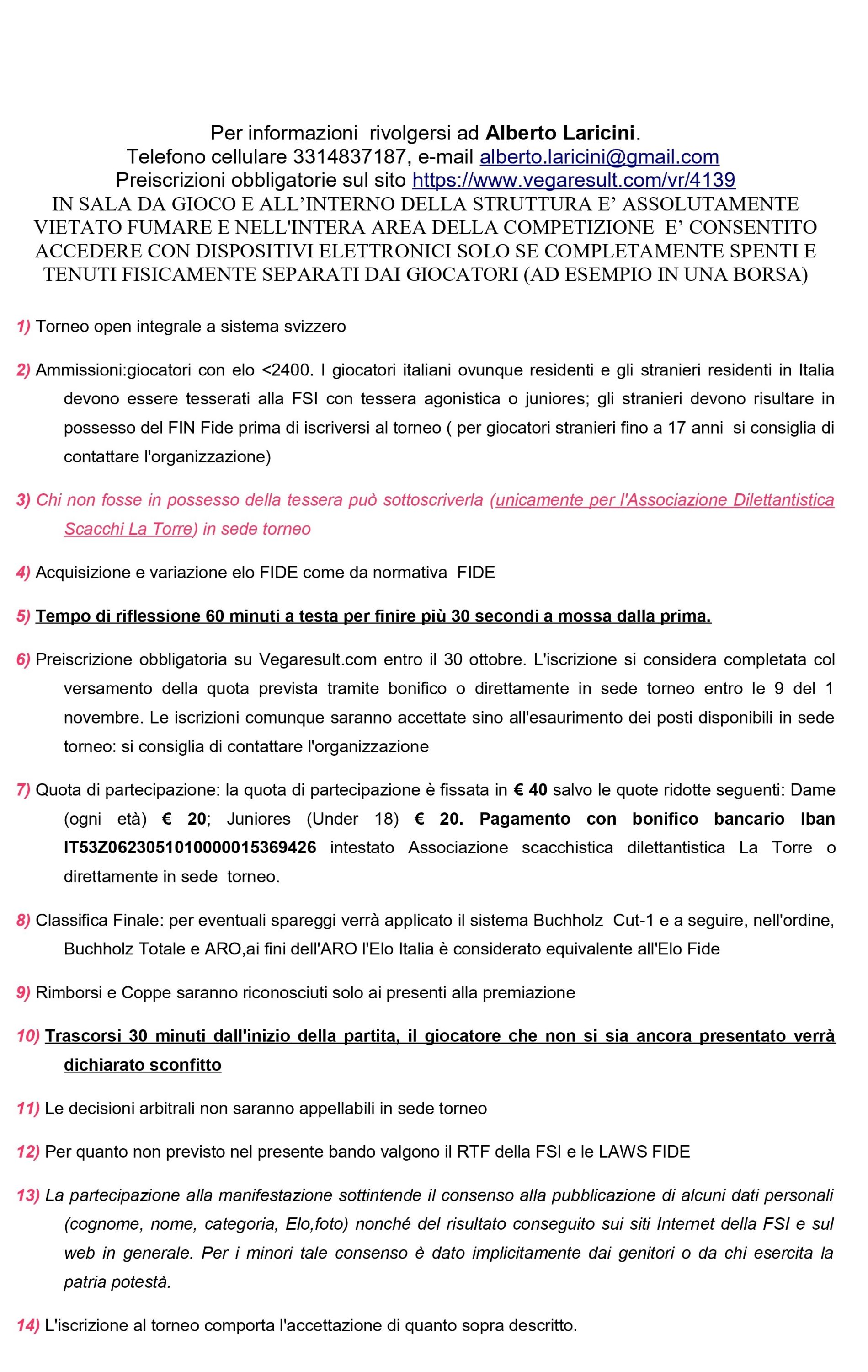 Bando del Torneo Coppadoro di scacchi, con dettagli su date, regole e informazioni per i partecipanti.
