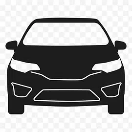 Illustrazione di un'auto nera vista frontalmente.
