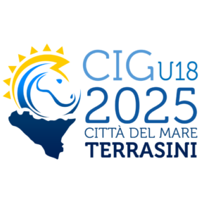Logo ufficiale dei Campionati Italiani Giovanili 2025, con simboli rappresentativi della città di Terrasini e del mare.