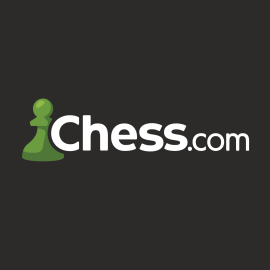 Logo di Chess.com con un pedone verde su sfondo nero.